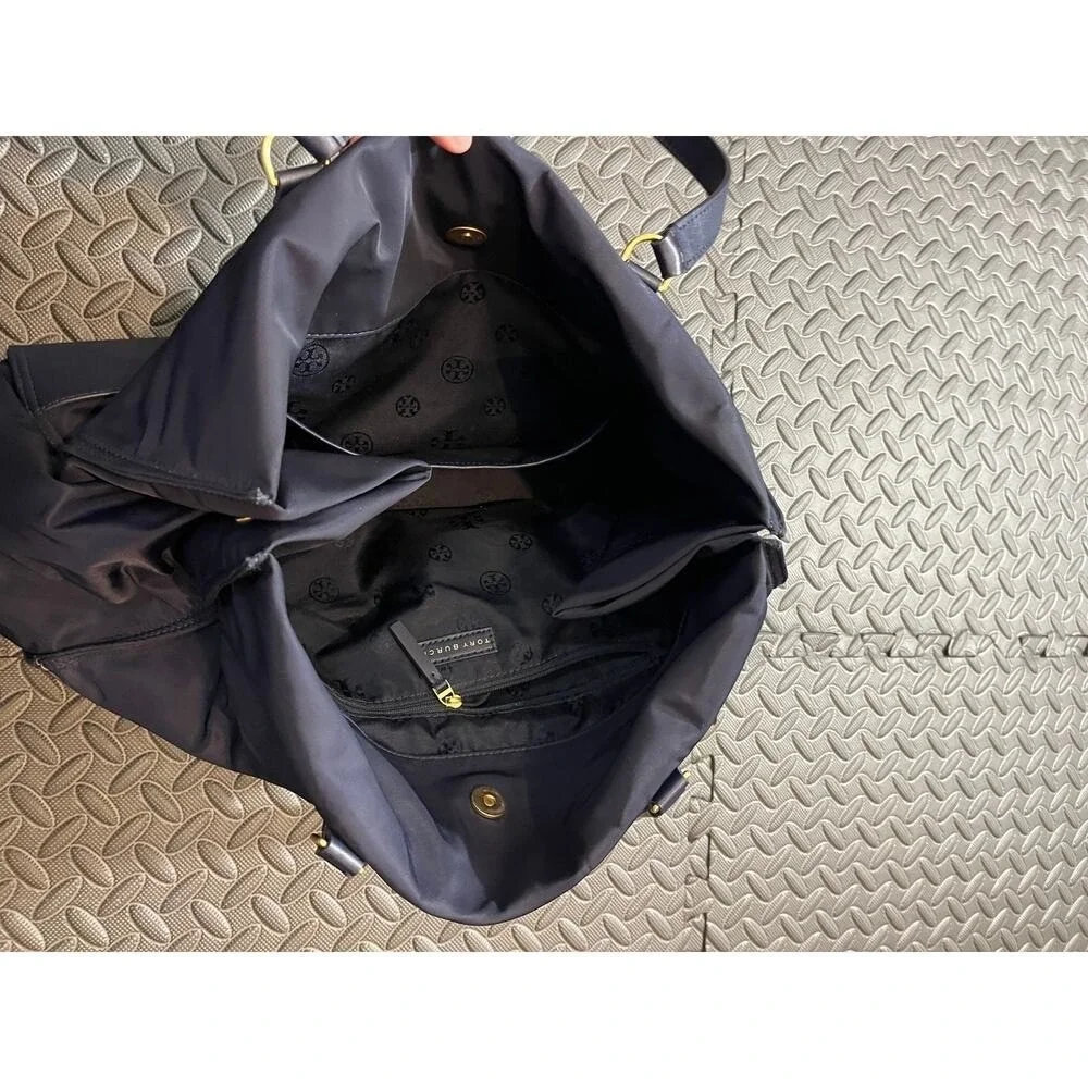 Tory Burch Packable Large Ella Nylon Tote Navy Blue‎ Purse Womens Travel